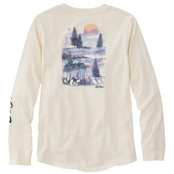 L.L. Bean Tops - LL Bean Long Sleeve Pocket Tee Washed Organic Cotton Graphic Retro Nature